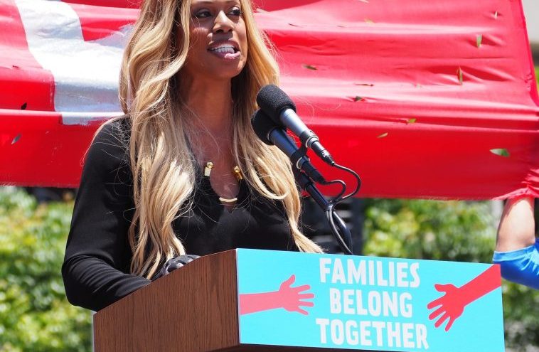 Actress and LGBTQ+ Activist Laverne Cox speaking at a rally.