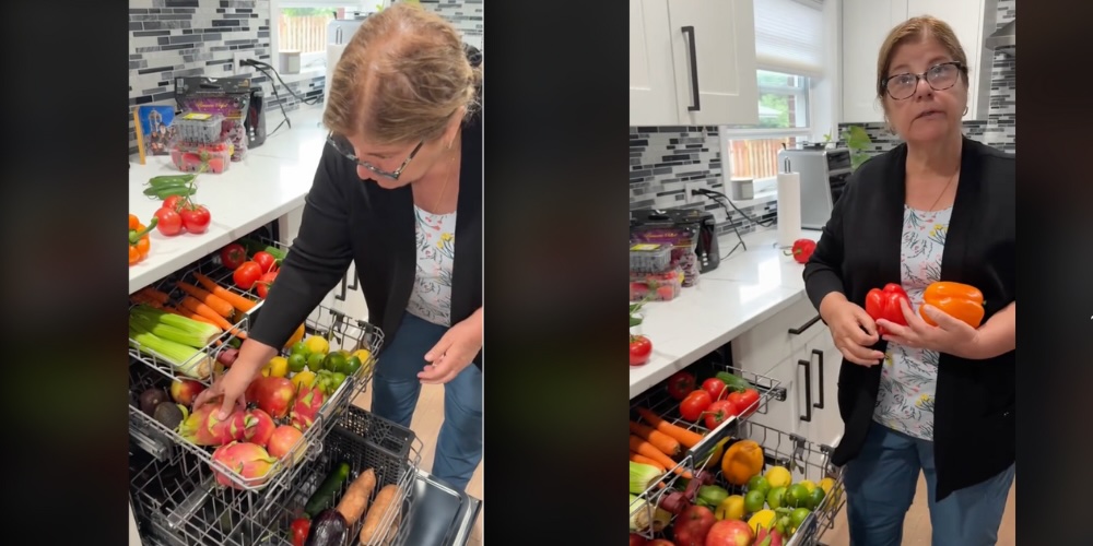 Washing produce in dishwasher