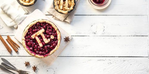 baked pie with the mathematical symbol for Pi