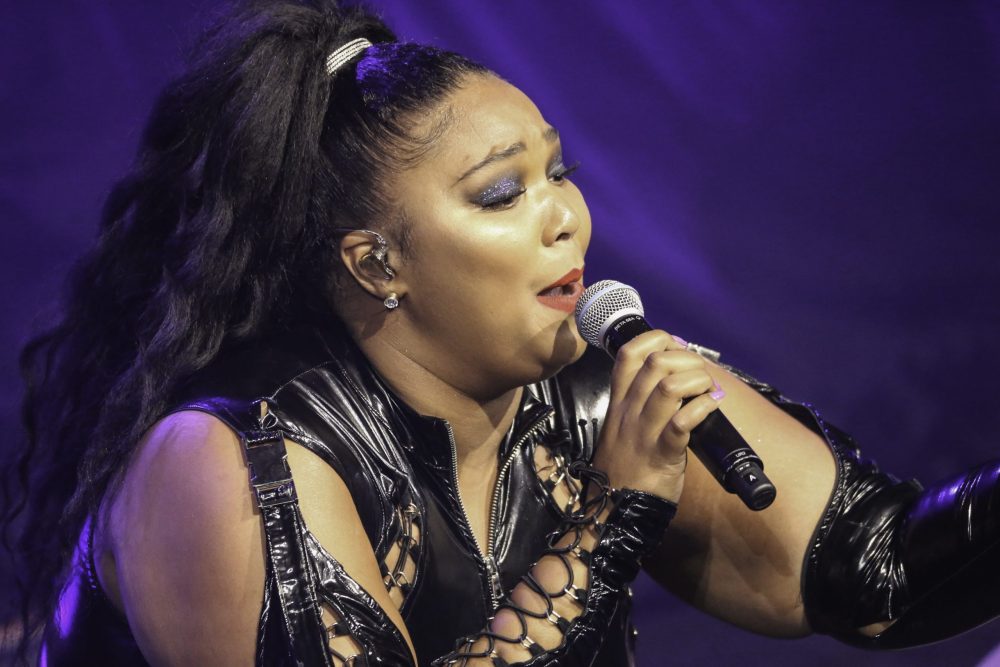 Lizzo sings to a crowd at a show in St. Paul