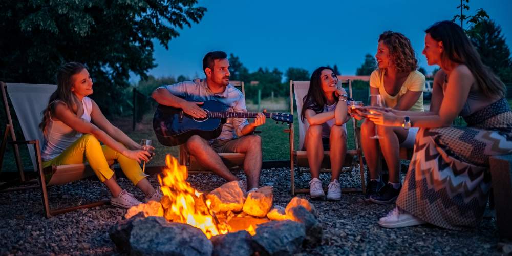 Playing music while camping