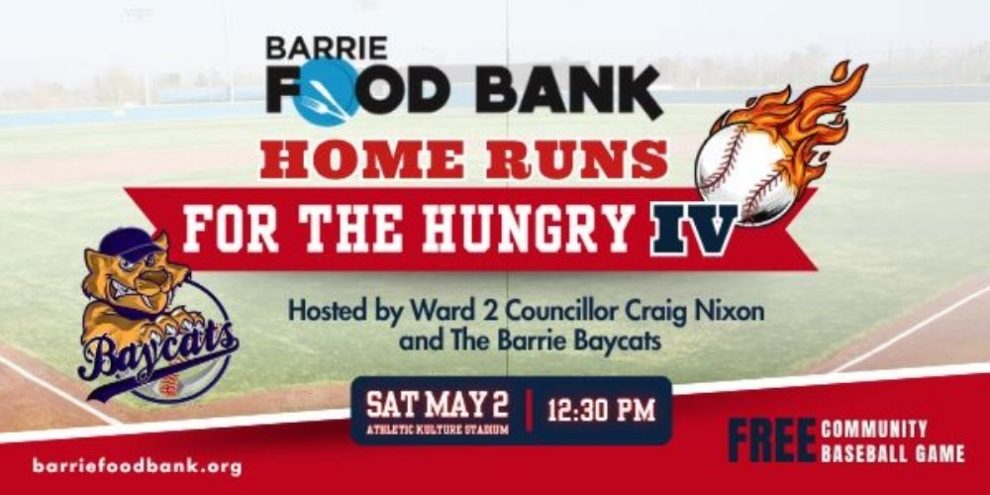 4th home runs for the hungry for the Barrie food bank. Hosted by Ward 2 Councillor Craig Nixon and the Barrie Baycats