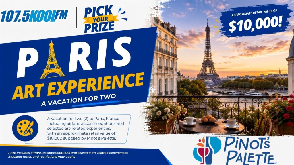 Paris Art Experience – A vacation for two (2) to Paris, France including airfare, accommodations and selected art-related experiences, with an approximate retail value of $10,000.