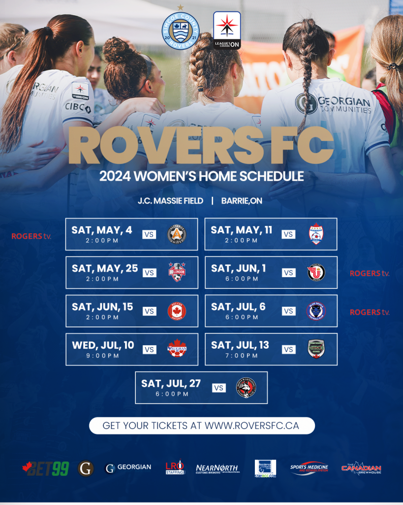 Simcoe County Rovers - Women's Home Schedule 2024
